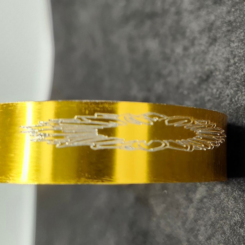 Hand Crafted Engraved Cuff Bracelet Gold Color SunFlower